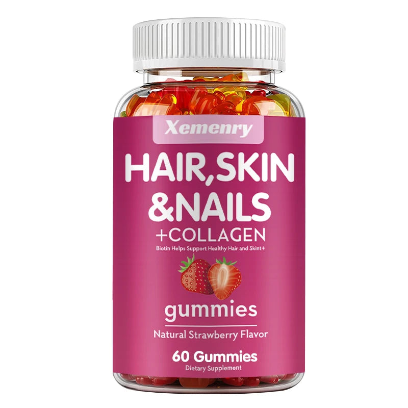 Hair, Skin & Nails Gummies | Hair Vitamins for Men and Women | Biotin Supplements - 60 Gummies