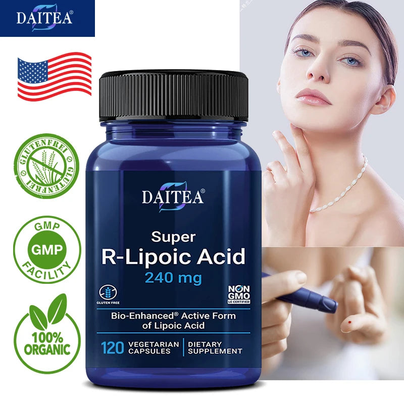 R-Lipoic Acid Supplement 240 Mg - Healthy Liver, Whiten Skin, Reduce Fatigue, Support Blood Sugar Levels