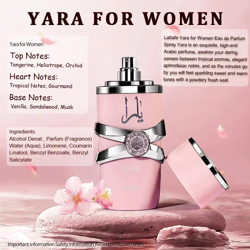 Original Yara Perfumes with Gift Box 100ml Luxury Brand Lasting Fragrance Women Perfume Spray Floral Scent Eau De Parfum Cologne