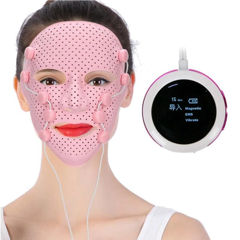 3D Silicone Facial Mask Electric EMS Vibration Face Massager Skin Rejuvenation Quick Face Lift Mask V Face Slim Massager