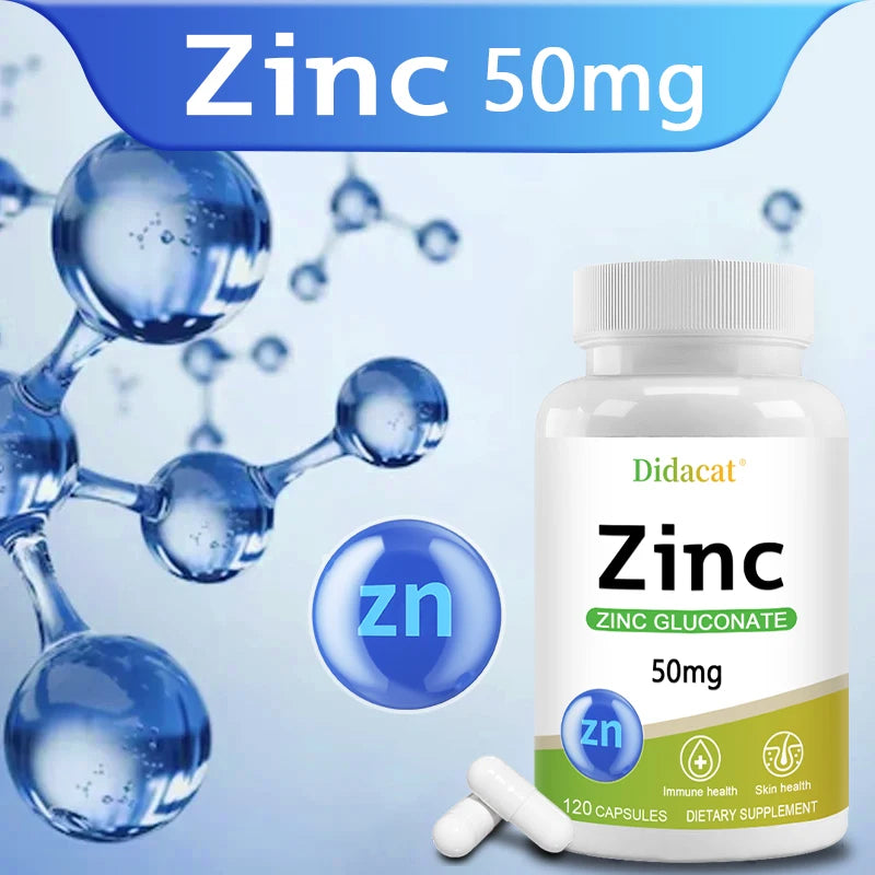 Zinc Capsules - Zinc Gluconate Supplement - Enhanced Absorption - for Immune System and Skin Health, Vegetarian Friendly