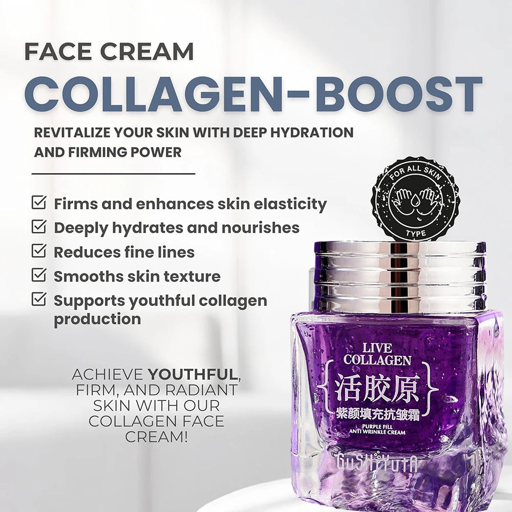 Collagen Face Moisturizer Anti Aging Effect Reducing Wrinkles Face Cream Peptide Rejuveneting Skin Elasticity and Hydration