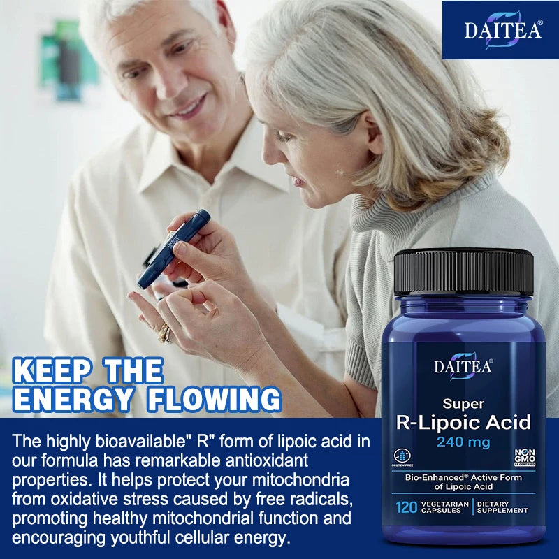 R-Lipoic Acid Supplement 240 Mg - Healthy Liver, Whiten Skin, Reduce Fatigue, Support Blood Sugar Levels