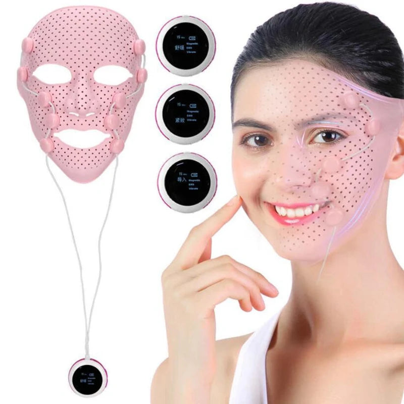 3D Silicone Facial Mask Electric EMS Vibration Face Massager Skin Rejuvenation Quick Face Lift Mask V Face Slim Massager