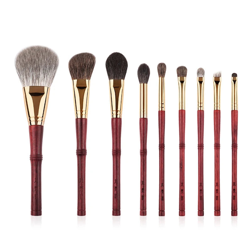 MyDestiny-Luxury 9pcs Professional Makeup Brush Set Rosewood High Grade Brush Set Soft Animal Fox Squirrel Goat Hair