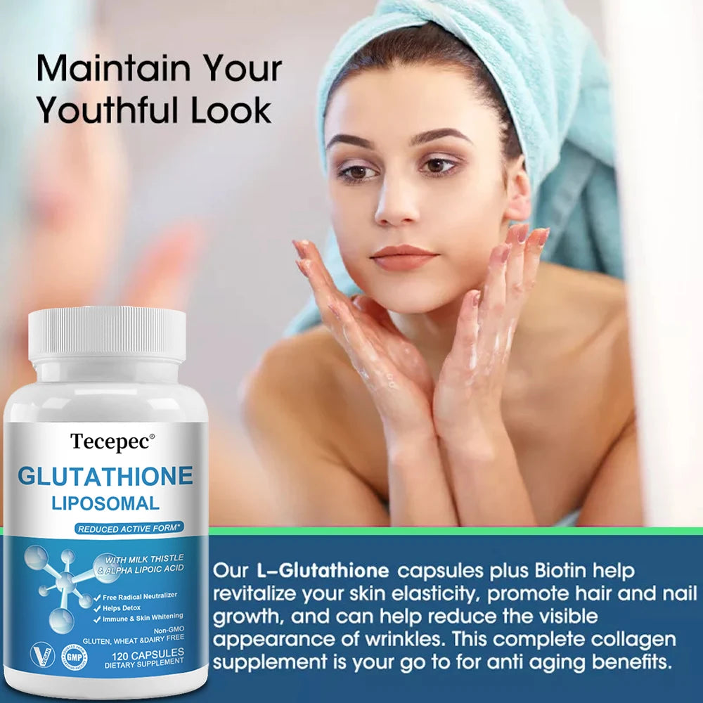 Liposomal Glutathione Supplements Free Radical Neutralization Skin Whitening Immunity Liposomal Glutathione Skin Support