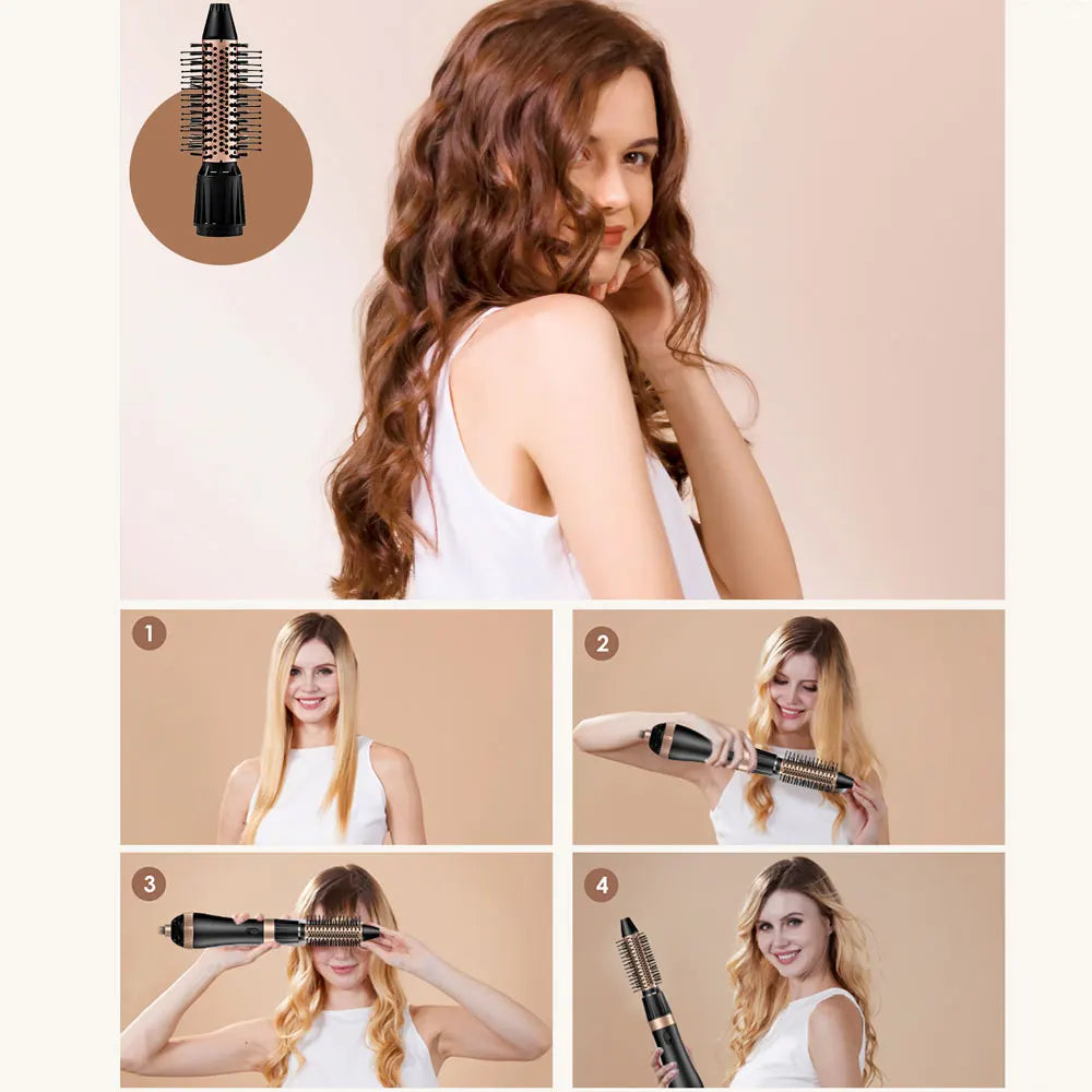 Professional Hair Dryer Brush 4 In 1 Hair Styler One Step Blow Dryer Comb Air Curling Iron Brush Electric Hair Blower Brush