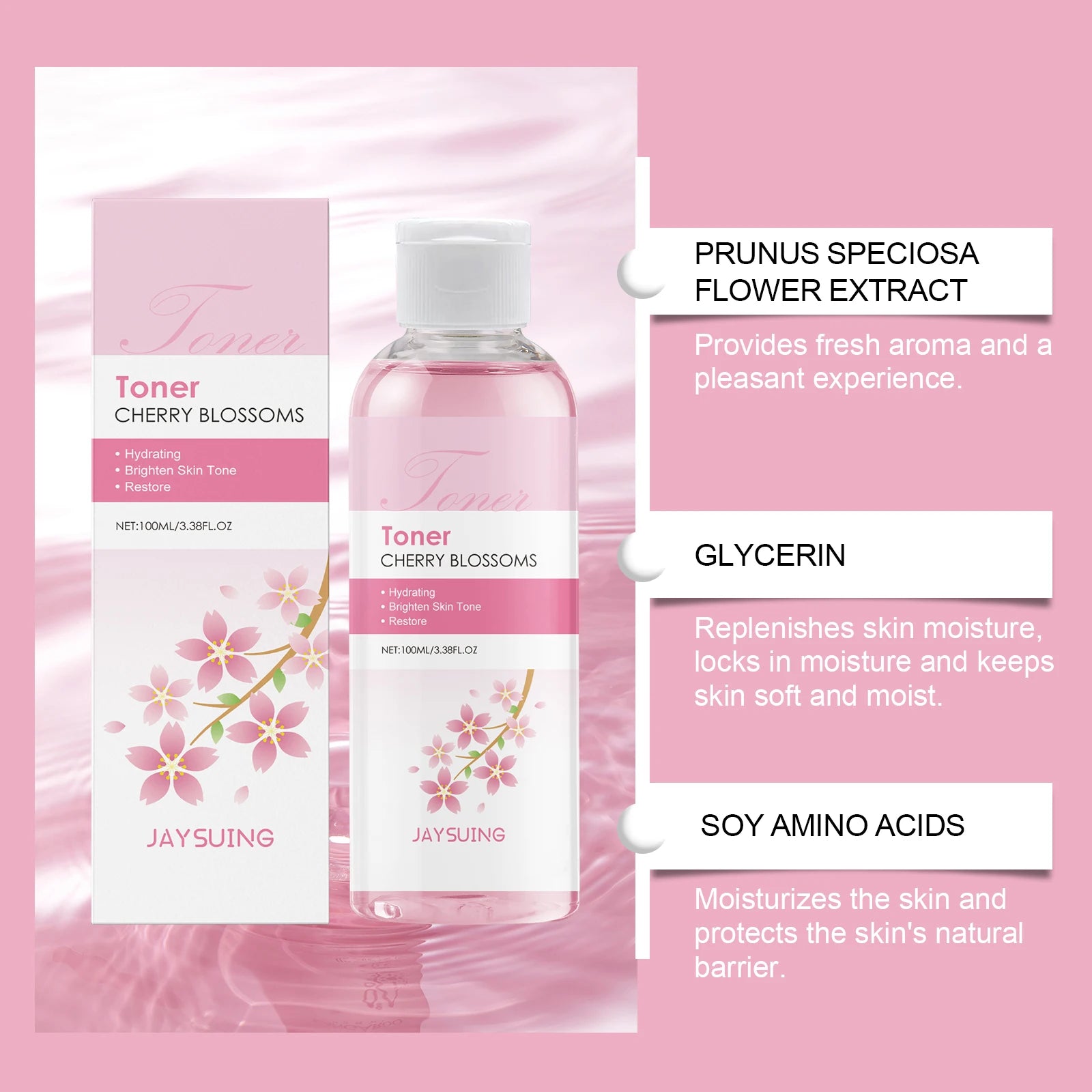 Sakura Face Toner Deep Hydrating Moisturizing Oil Control Improve Dryness Rejuvenating Firming Brightening Cherry Blossoms Serum