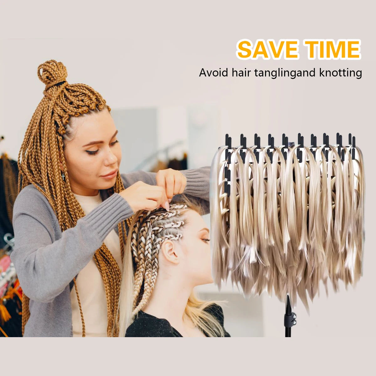 Hair Braiding Rack 2 Sided Hair Racks For Braiders Standing Height Adjustable Braid Rack Hair Extension Holder Salon Home