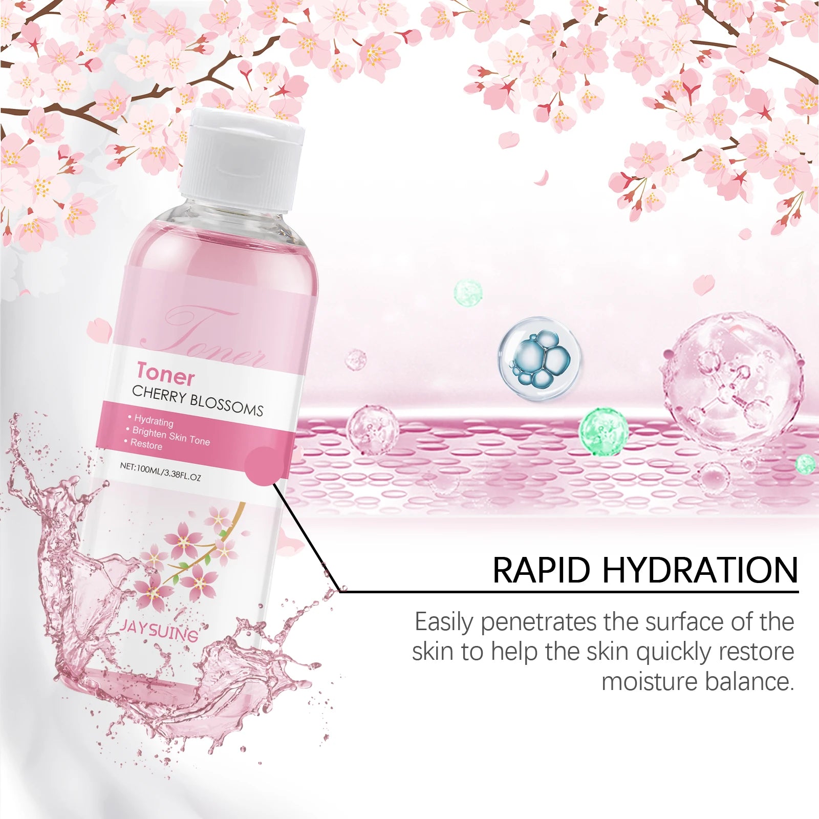 Sakura Face Toner Deep Hydrating Moisturizing Oil Control Improve Dryness Rejuvenating Firming Brightening Cherry Blossoms Serum