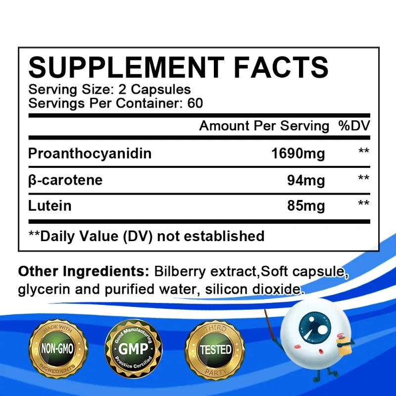 Carotene Supplement, Supports Eye Health, Promotes Overall Visual Function, Reduces Eye Strain, 120 Capsules