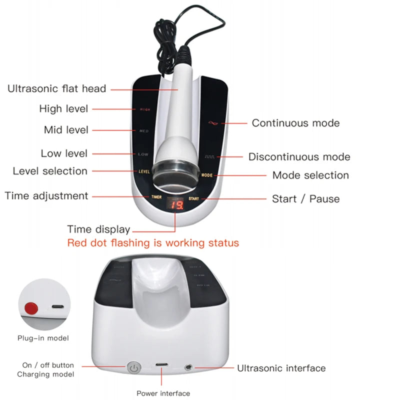 New Ultrasonic Facial Massager High Frequency Face Lifting Tightens Face and Eye Massage Beauty Device Skin Machine With 2 Probe