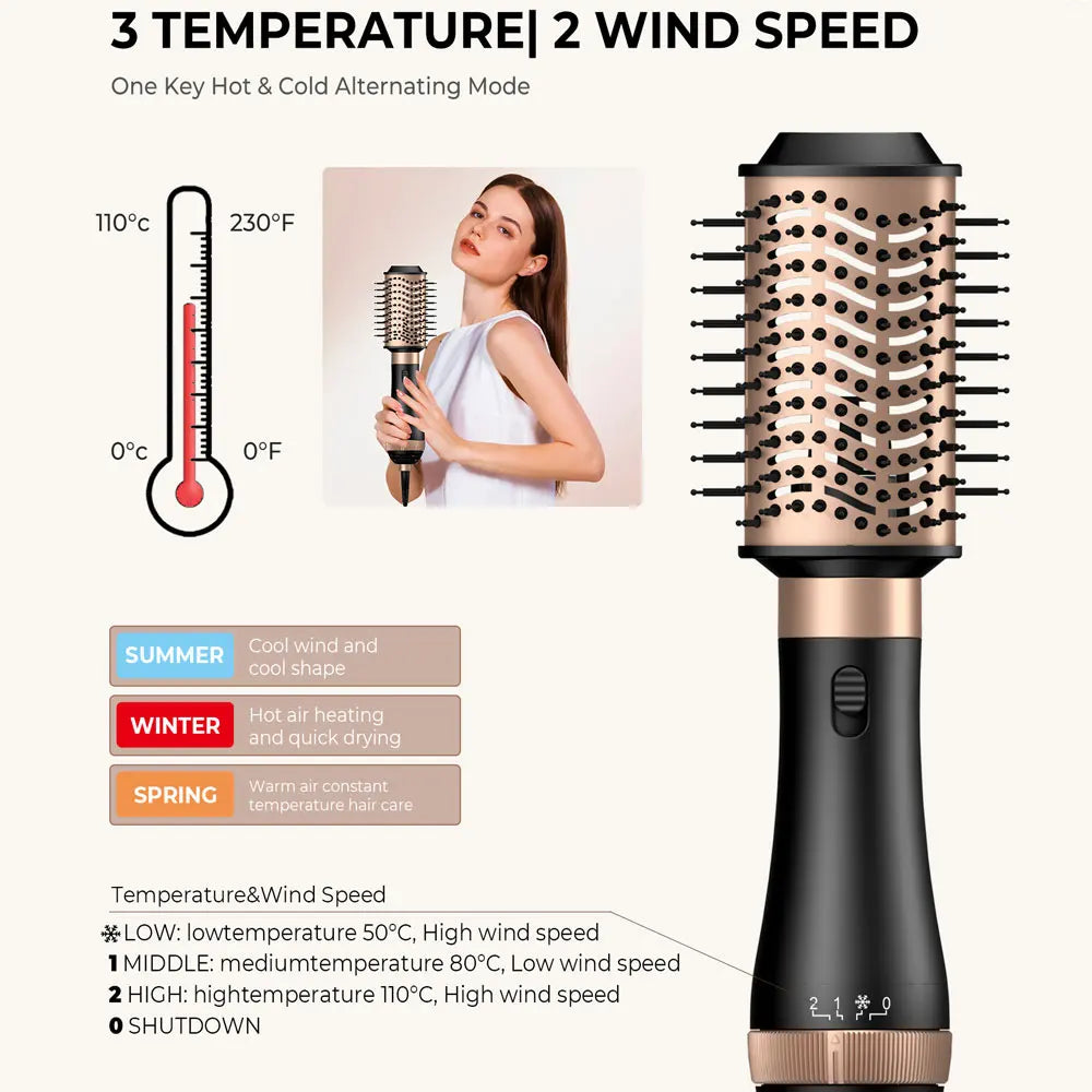 Professional Hair Dryer Brush 4 In 1 Hair Styler One Step Blow Dryer Comb Air Curling Iron Brush Electric Hair Blower Brush