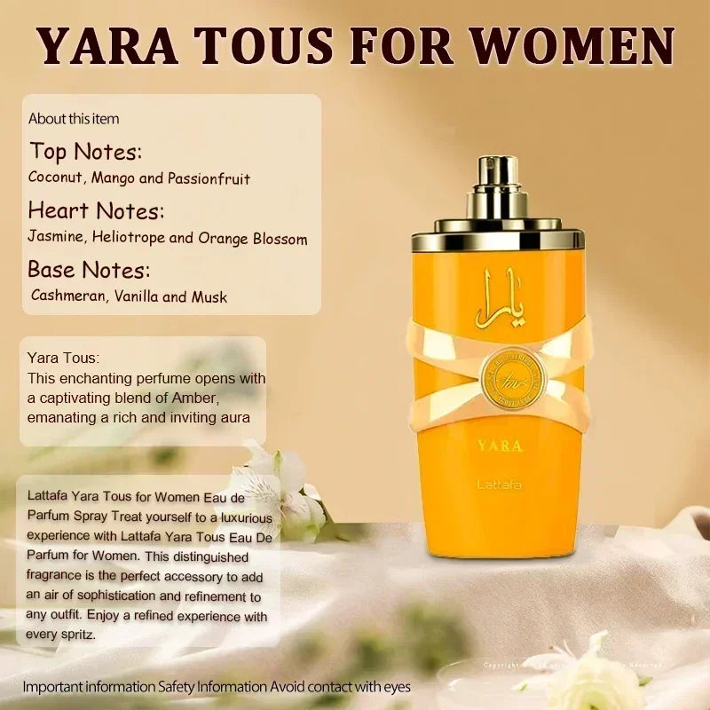 Original Yara Perfumes with Gift Box 100ml Luxury Brand Lasting Fragrance Women Perfume Spray Floral Scent Eau De Parfum Cologne